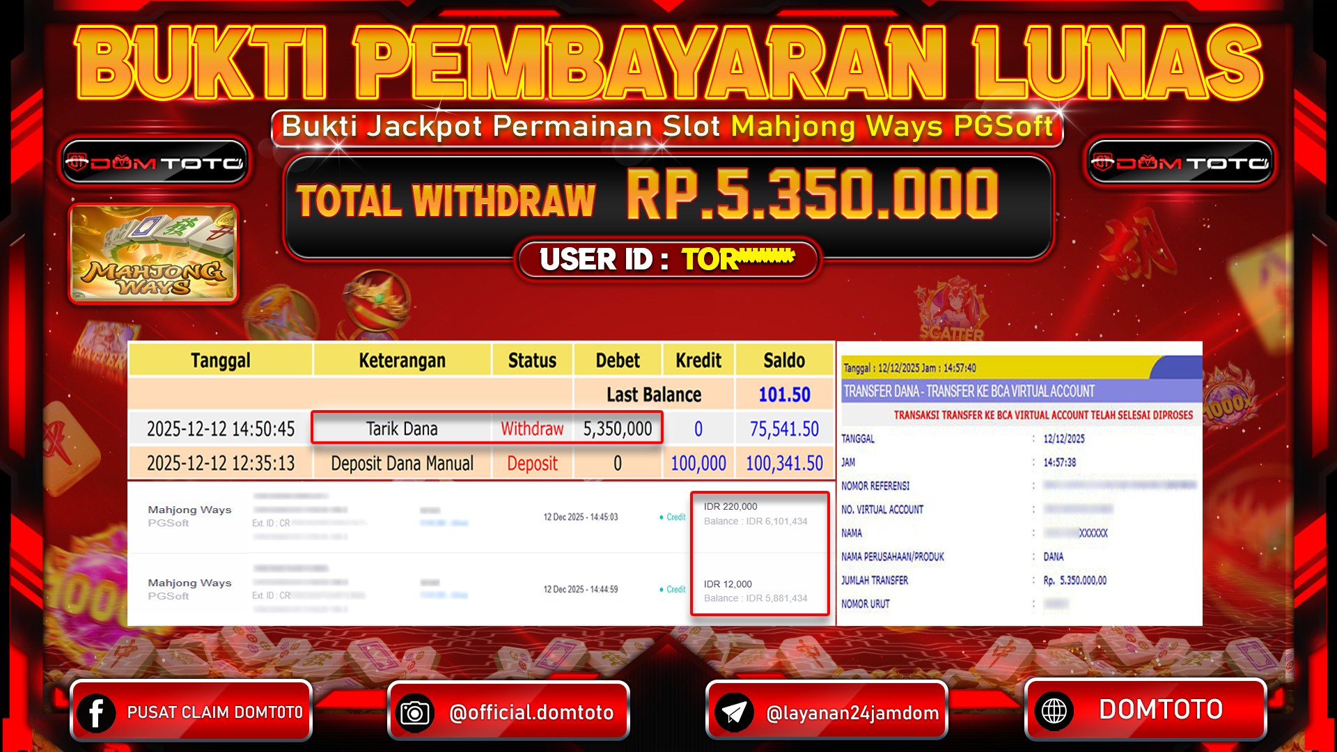 JACKPOT SLOT Mahjong Ways PGSoft 12 DECEMBER 2025